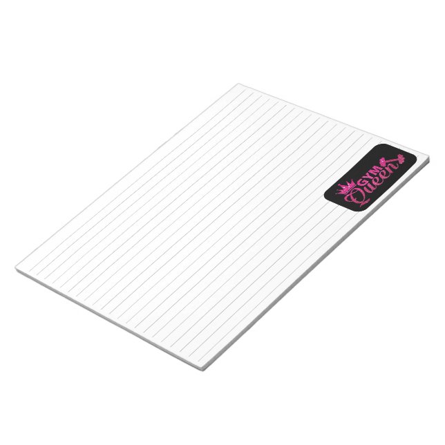 Roligt shock rosa faux glitter 1 cm svart lakan anteckningsblock (Vinklad)