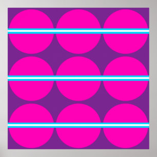 Roligt Shock rosa Lila Polka dots Teal Rand Design Poster