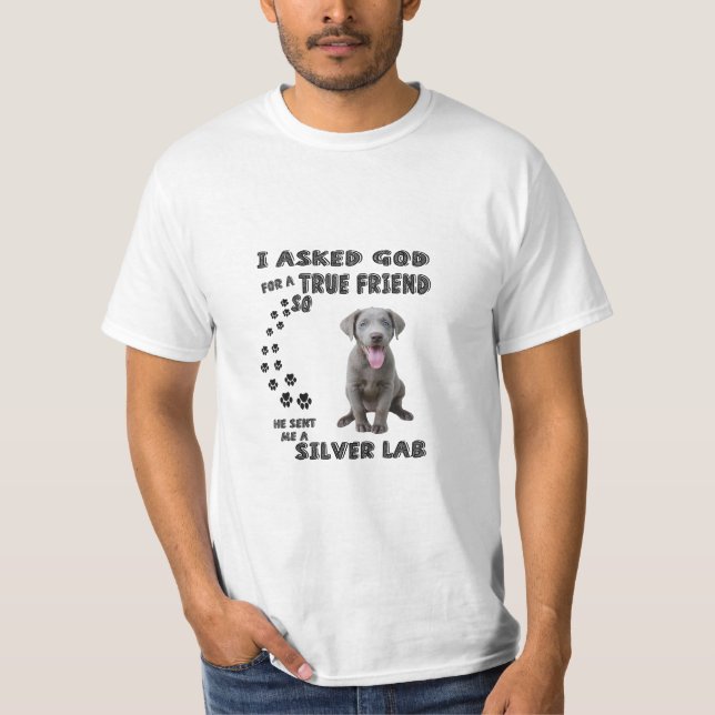 Roligt Silver Lab Mamma Pappa Costume, Cute Hund T Shirt (Framsida)