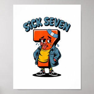Roligt Sjuk Sju Meme Sex Sju Ordlek Halloween Poster