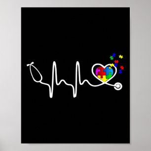 Roligt Sjuksköterska Autism Puzzle Stethoscope Hea Poster