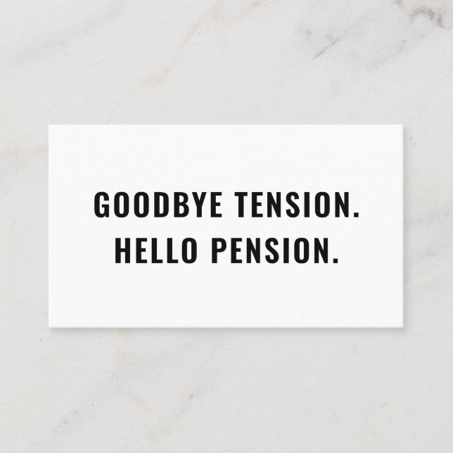 Roligt skämt om pensionering Farväl spänning Hej p Visitkort (Framsida)