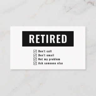 Roligt skämt om pensionering Inte mitt problem Visitkort