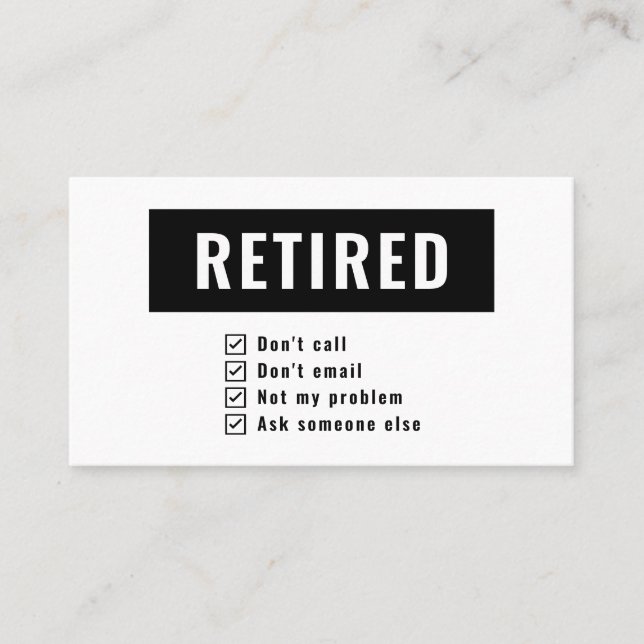 Roligt skämt om pensionering Inte mitt problem Visitkort (Framsida)