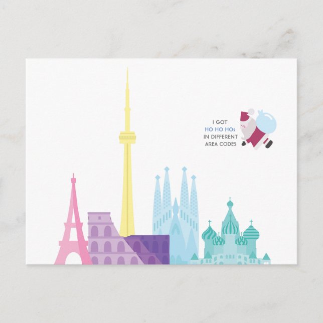 Roligt skämt om tomte julkort för resa under högti helg vykort (Framsida)