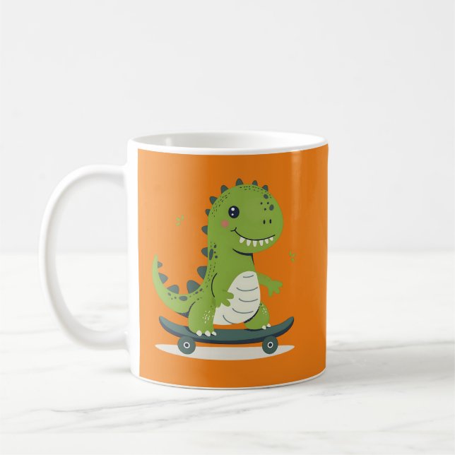 Roligt Skateboarding Dinosaur Kaffemugg (Vänster)