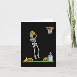 Roligt Skeleton Basketball Halloween Pumpkin Kort