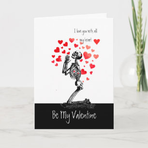 Roligt Skeleton Kärlek Hearts Valentine Romantic H Helgkort