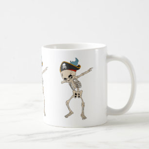Roligt Skeleton Pirat Halloween Dab Dancer Kaffemugg