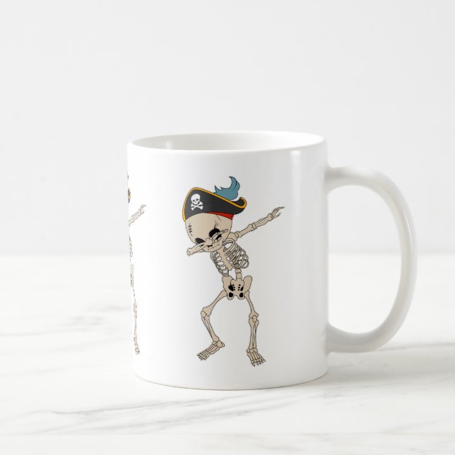 Roligt Skeleton Pirat Halloween Dab Dancer Kaffemugg (Höger)