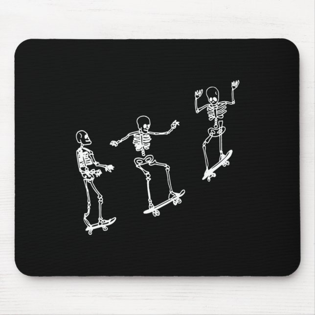 Roligt Skeleton Skateboard Halloween Skateboarding Musmatta (Framsidan)