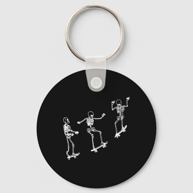 Roligt Skeleton Skateboard Halloween Skateboarding Nyckelring (Framsida)