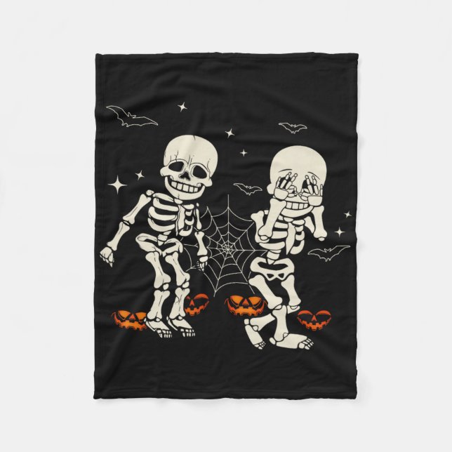 Roligt skelett barn Griddy-dans Halloween bus elle Fleecefilt (Framsidan)