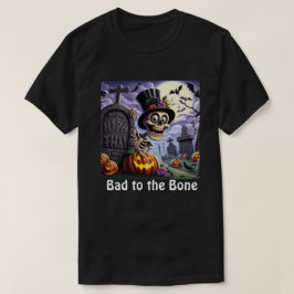 Roligt skelett Dålig till benet Halloween T-shirt