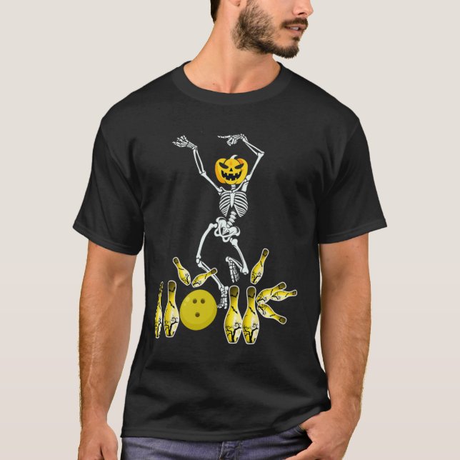 Roligt skelett Halloween bowlingtröja Bowler prese T Shirt (Framsida)
