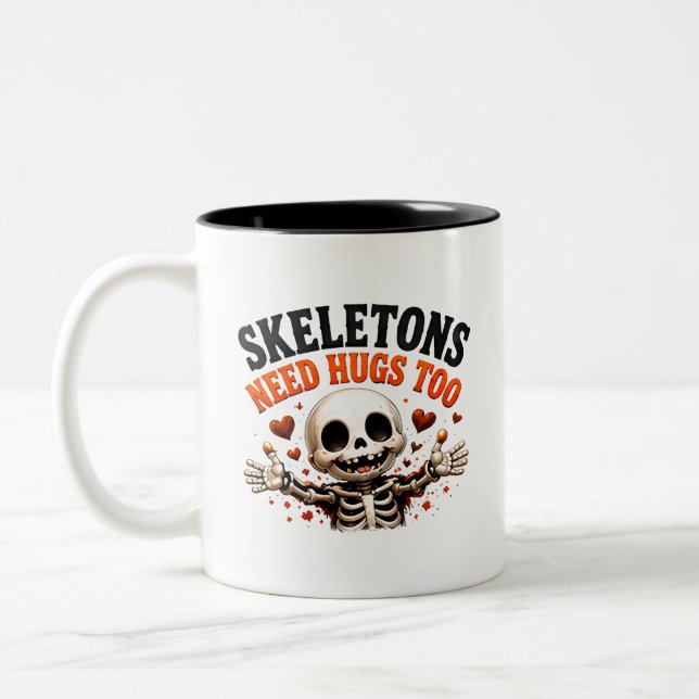🤍 Roligt skelett Halloween-citat 💀 Två-Tonad Mugg (Vänster)