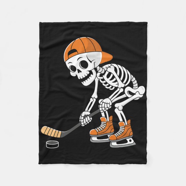 Roligt skelett hockeyspelare Cool isdans  Fleecefilt (Framsidan)
