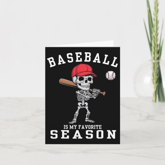 Roligt skelett idrottsspelare Baseball är min favo Kort (Framsida)