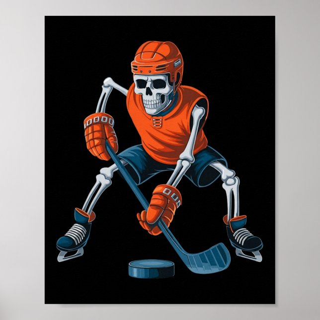 Roligt skelett ishockey Halloween  Poster (Framsidan)