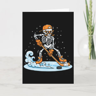Roligt skelett ishockey Halloween spöklik spelare Kort