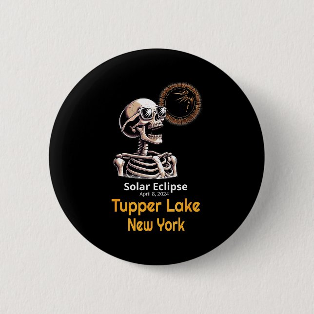 Roligt skelett solförmörkelse Tupper Lake Knapp (Framsida)
