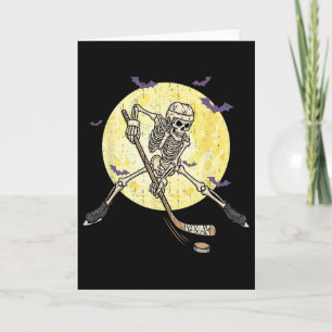 Roligt skelett som spelar hockey Rolig Halloween-m Kort