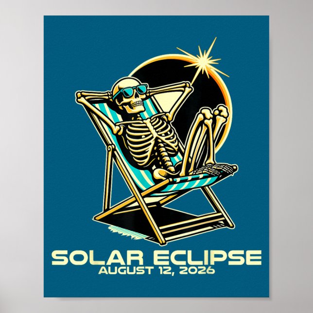 Roligt skelett total solförmörkelse poster (Framsidan)
