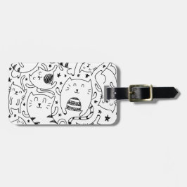 Roligt sketchy mönster för danskattklotter bagagebricka