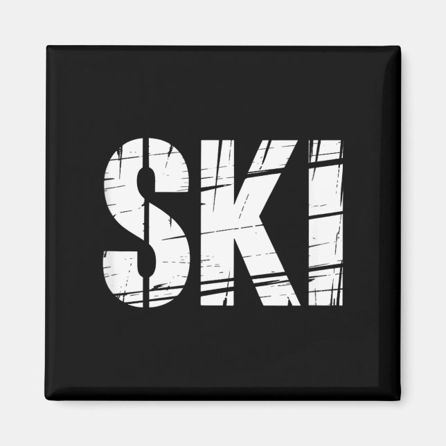 Roligt skidordspråk utomhusdistressed skämt män magnet (Framsidan)