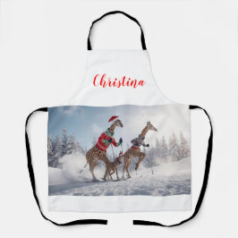 Roligt Skiing Giraffe-familjens julPersonlig