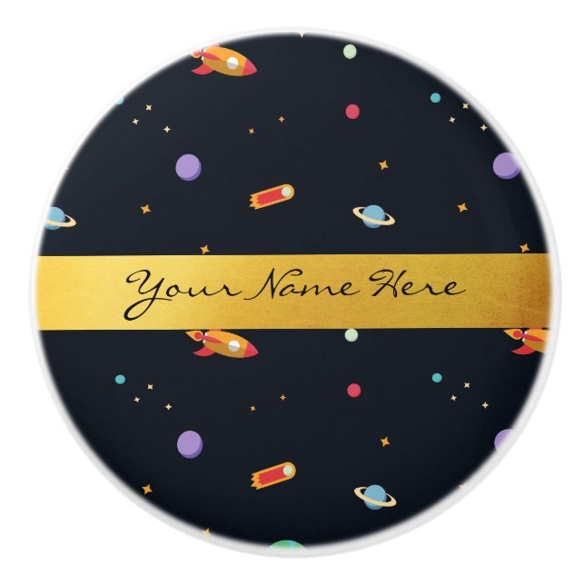 Roligt skraj Retro rymdenraket & planet Knopp (Framsidan)