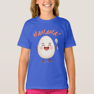Roligt Skrattande Ägg Tecknad Flickor T-Shirt Sö