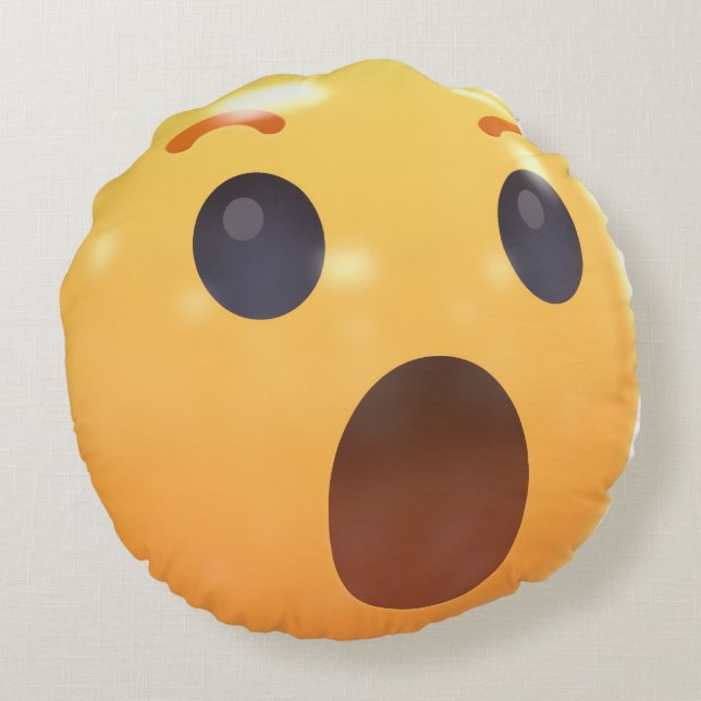 Roligt skrattande emoji-ansikte rund kudde (Baksidan)