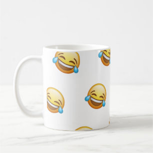 Roligt skrattande gråtande emoji-grafik kaffemugg
