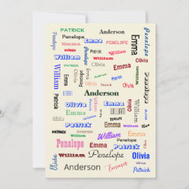 Roligt-skript för Family Ord Cloud Fab Personlig Inbjudningar