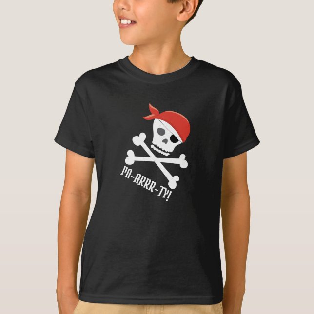 Roligt Skull Crossbone Pirat Theme Pa-arrr-ty! T Shirt (Framsida)
