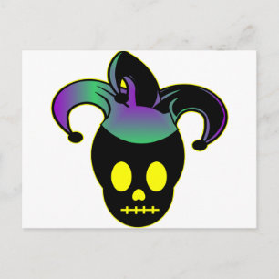 Roligt Skull Jester Tattoo Vykort