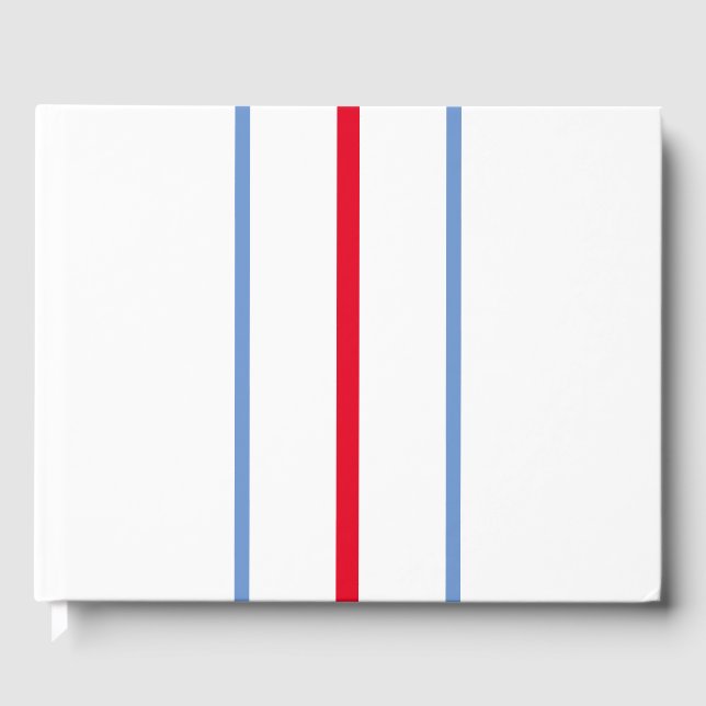 Roligt Sleek Red Light Blue Tävla Rand Vit Gästböcker (Framsida)