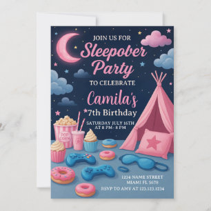 Roligt Sleepover Party-inbjudan för flickor Inbjudningar