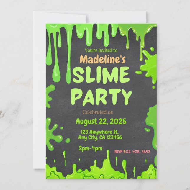 Roligt Slime Party Birthday-inbjudan Inbjudningar (Framsida)