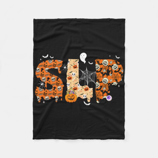 Roligt Slp Halloween Costume Pumpkin Fall Skeleton Fleecefilt (Framsidan)