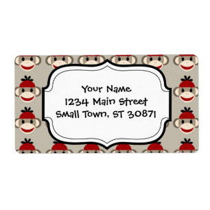 Roligt Smilande Red Sock monkey Lycklig Mönster Fraktsedel