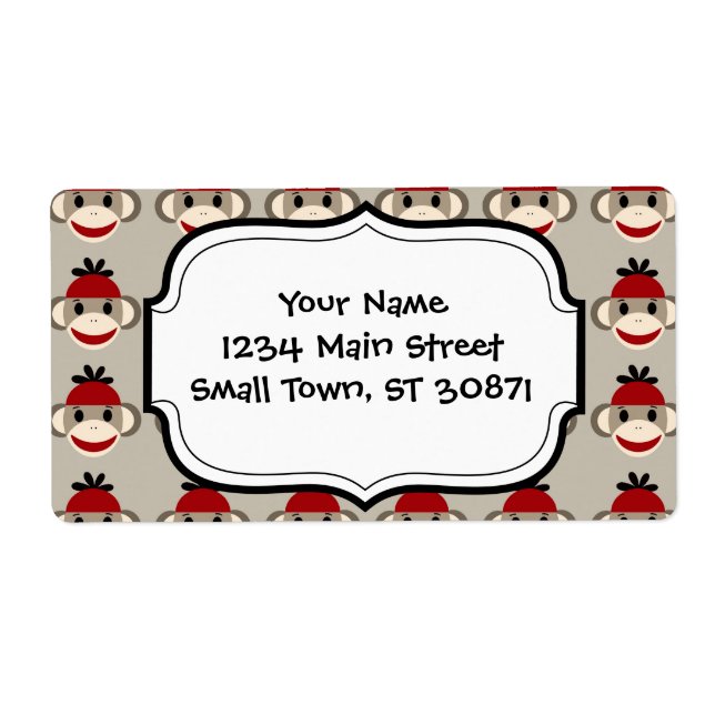 Roligt Smilande Red Sock monkey Lycklig Mönster Fraktsedel (Framsidan)