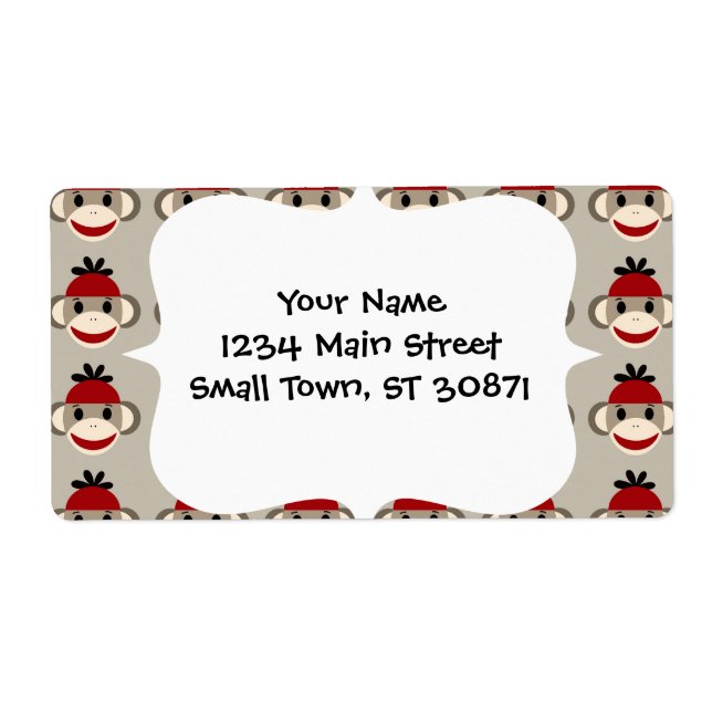 Roligt Smilande Red Sock monkey Lycklig Mönster Fraktsedel (Framsidan)