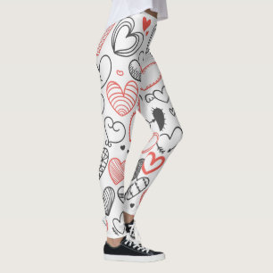 Roligt, snabba graffiti-hjärtan leggings