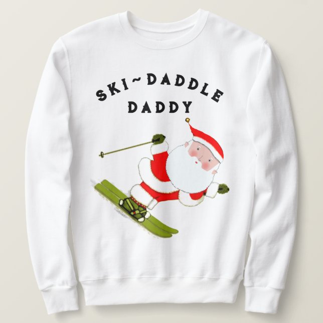 Roligt Snö Skiing-jul Lång Ärmad Tröja (Design framsida)