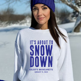 Roligt snö tema för möhippa i vitt och blått t shirt