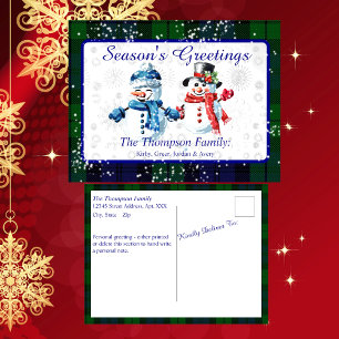Roligt Snögubbars Season Greetings Black Watch Tar Helg Vykort