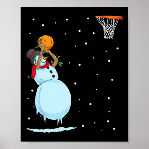 Roligt Snögubbe Basketball-jul Poster