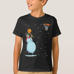 Roligt Snögubbe Basketball-jul T Shirt